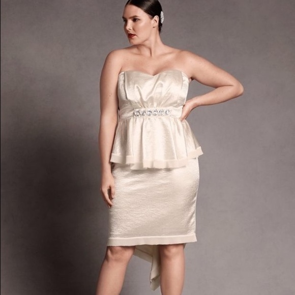 NWT Isabel Toledo Ivory Peplum Dress Size 20 - Picture 1 of 15